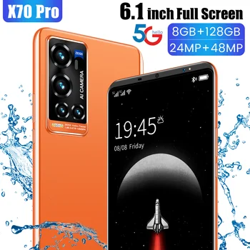Globalna Različica Celoten Zaslon Telefona X70 Pro+ Za 6,1-Palčni Pametni 8+128 Android 4800MAh Velike Zmogljivosti 24+48MP Fotoaparat 5G Omrežja
