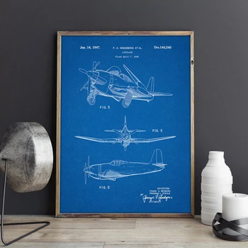 Letalo Patent Tiskanja Letalo Umetnine Letalstva Platno Stensko Slikarstvo Umetnost, Vintage Načrt Plakati Estetske Soba Dekor Slike Gif