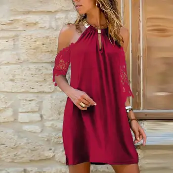 2021 Moda Mini Obleka Ženske Poletje Seksi Povodcem Obleke brez naramnic za Ženske Vratu Namesti okoli Vratu Barva Obleka Ženske