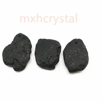 Originalni Kamen Tektite Obesek Raw Gemstone Black Meteoriti Crystal Rock Quartz Imetnik Ogrlico, Obesek Neto Zdravilni Nakit