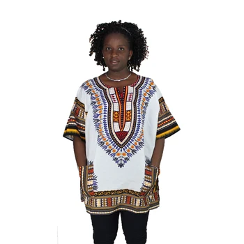 Novo modno oblikovanje afriške tradicionalne tiskane bombaž Dashiki T-majice za unisex