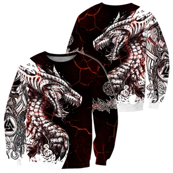 Black & White Dragon Tattoo 3D Tiskanih Moški Ženske Hoodies Unisex Majica Ulične Zadrgo Puloverju Športna Jakna Trenirke