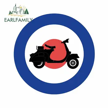 EARLFAMILY 13cm x 12.8cm for British Mod Ring with Vespa Scooter Car Stickers VAN Cartoon Decal Surfboard Bumper Vinyl Car Wrap