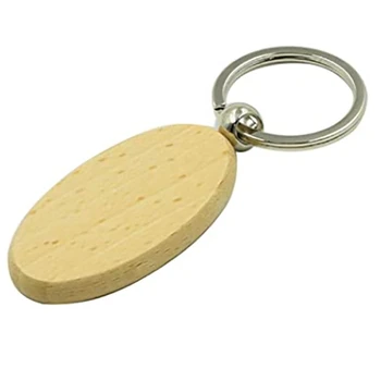 60Pcs Prazno Ovalne Elipsa Lesene Ključnih Verige DIY Spodbujanje Keychain Obesek obesek za ključe Oznak, Promocijska Darila