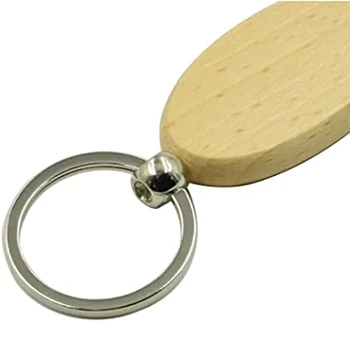 60Pcs Prazno Ovalne Elipsa Lesene Ključnih Verige DIY Spodbujanje Keychain Obesek obesek za ključe Oznak, Promocijska Darila