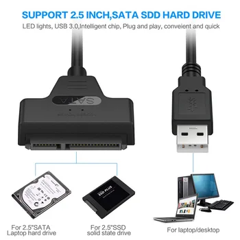 USB 2.0, SATA 3 Kabel Sata na USB 2.0 Adapter do 6 Gbps Podporo za 2.5 Inch Zunanji SSD HDD Trdi Disk 22 Pin Sata III Kabel
