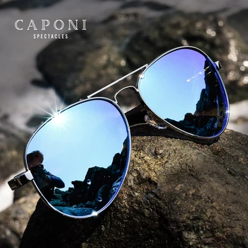CAPONI Modra Ogledalo sončna Očala Za Moške Polarizirana Pilotni Vožnje moška sončna Očala z UV Žarkov Cut 2021 Modni Modri Odtenki CP3110