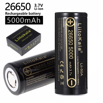 LiitoKala lii-50A 26650 5000mah litijeva baterija 3,7 V 5000mAh 26650 baterije za ponovno polnjenje 26650-50A, ki je primerna za flashligh NOVA