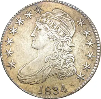 1834 zda 50 Centov ½ Dolar Svobode Orel brez obeh skrajnih Bankrot Pol Dolarja Cupronickel Prekrita Srebrna Bela Kopija Kovanca