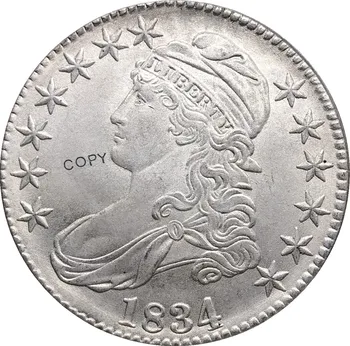 1834 zda 50 Centov ½ Dolar Svobode Orel brez obeh skrajnih Bankrot Pol Dolarja Cupronickel Prekrita Srebrna Bela Kopija Kovanca
