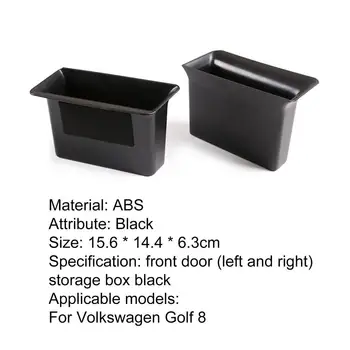 2Pcs vhodna Vrata Škatla za Shranjevanje Visoko Trdoto Obrabo-odpornih ABS Avto Armrest Ročaj Vrat Škatla za Shranjevanje za Volkswagen Golf 8