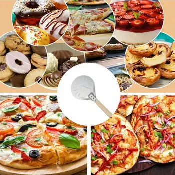 7 Palčni Pizza Obračanja Mala Pizza Olupimo Veslo Kratek Krog Pizza Orodje Lesen Ročaj Perforirano Pizza Lopato