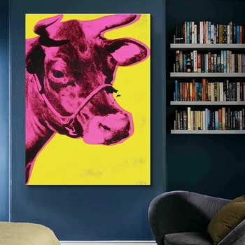 Wall Art Pisane Krava Andy Warhol Živali Platno Stensko Slikarstvo Dnevna Soba Abstraktnega Slikarstva Sodobno Tiskanje Plakata Uokvirjena
