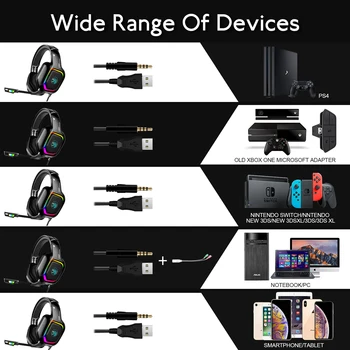 PS4 Gaming Žične Slušalke Igralec Slušalke Laptop RGB Svetlobe Slušalka Surround Slušalke Z Micphone Za XBOX EN PC Fifa