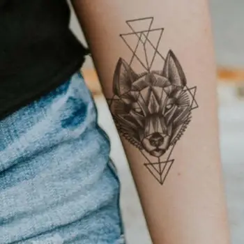 Geometrija Rhombus Tetovaže Začasno Roko Volk Moških Black Tatoos Nepremočljiva Ženske Cvet Tattoo Nalepke Henna Paste W8N5