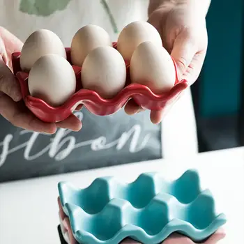 Jajce Imetnik Anti-Slip 6 Omrežij Keramični Okolju Prijazno Jajce Posoda za Kuhinjo