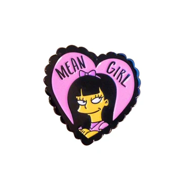 Pomeni, dekleta srce emajl pin film ponudbo značko risanka smešno broška Karen river pin ženske ovratnik za dodatno opremo