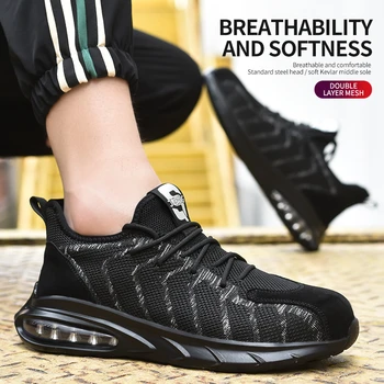 Lahki delo čevlji za moške anti-razbija gradbeništvo moški varnostni čevlji jekla toe šport priložnostne čevlji zaščitni čevlji