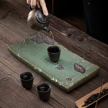 Ailian Je Dejal Suho Pour Čaj Pladenj Japonski Majhnega Pravokotne Lončenina Za Shranjevanje Vode Čaj Tabela Gospodinjski Gilding Keramični Pladenj Čaj