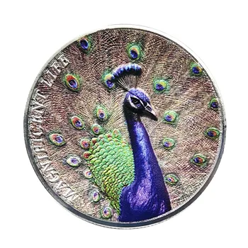 Cookovi Otoki Veličastno Življenje Modri Pav Spominski Kovanec Zbirateljskih Elizabeta II 999 Srebro 5 Dolar Kopijo Specie