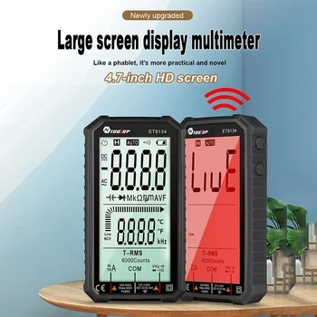 ET8134 Digitalni Multimeter LCD Osvetlitev Samodejno Obseg 6000 Count AC DC Voltmeter Ampermeter Ohm Napetost NKV Tester Merilnik Kapacitivnosti