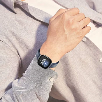 Slim Modro Usnje Trakovi za Fitbit Obratno 3 Trak Manšeta za Fitbit Občutek Zapestnica s Kovinskim Nastavkom Watchband Dodatki