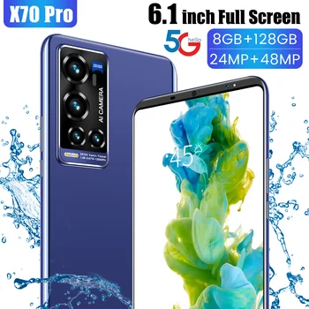 Globalna Različica Celoten Zaslon Telefona X70 Pro+ Za 6,1-Palčni Pametni 8+128 Android 4800MAh Velike Zmogljivosti 24+48MP Fotoaparat 5G Omrežja