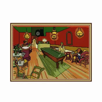 Navzkrižno Šiv Vezenje Needlework Van Gogh-Noč Cafe Natisnjeni Ročno Nastavi Žigosan Vzorec Šteje 11CT 14CT Niti Tkanine