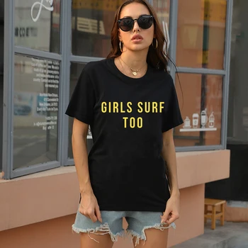 Nov Slog Zlato Tiskanja Ženske Tshirt Bombaž O-vratu Poletje Lady Smešno Dekleta Surf Preveč Črk Vrhovi Moda Priložnostne Ženski Tee