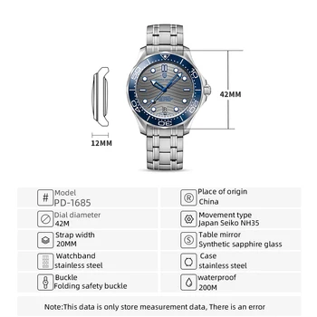 2021 Novega MODELA PAGANI Val Moške Mehanska ura Luksuzni avtomatska ura za moške NH35 Sapphire kristalno Potop ročno uro ura moški