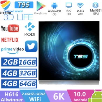 T95 Pametna Omrežja TV Box 6K HD Player Android 10.0 Wifi 2.4 G/5 G BT4.0