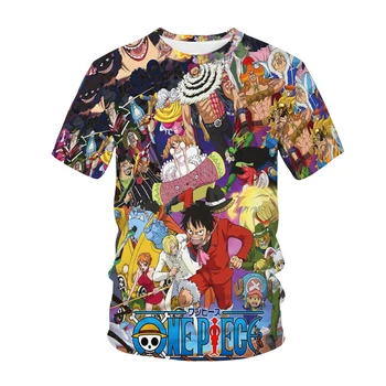 En Kos Anime Majica s kratkimi rokavi Moški Ženske Modni Prevelike majice Otroci Fant Dekle Hip Hop Vrhovi Tees Luffy 3d Tiskanja Camiseta Ulične