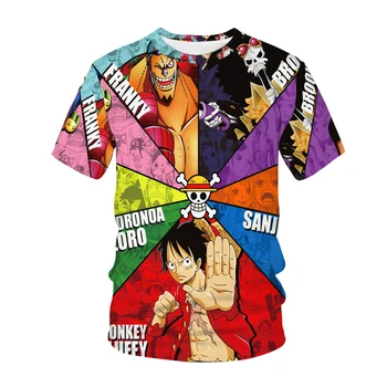 En Kos Anime Majica s kratkimi rokavi Moški Ženske Modni Prevelike majice Otroci Fant Dekle Hip Hop Vrhovi Tees Luffy 3d Tiskanja Camiseta Ulične