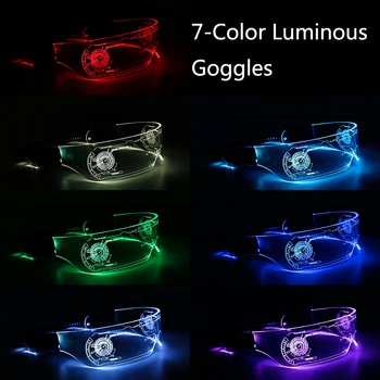 LED sveti Očala Futuristično Cyberpunk s 7 Barv in 4 Načini za ponovno Polnjenje Buljiti Punk stil Očala