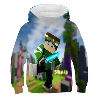 Otroški pulover s kapuco 3D Nove my world game Boy Girl junak Priložnostne Moda Vrh Harajuku Zabavno O-Vratu Risanke Otrok Kostum Fant je pulover