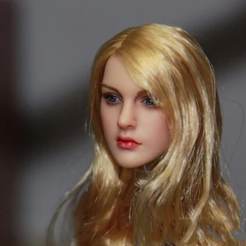 KT007 1/6 Obseg Ženski Glavo Skulptura Blond Dolgih Las Lepoto Glavo Model Fit za 12