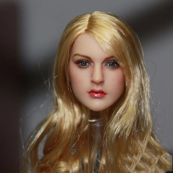 KT007 1/6 Obseg Ženski Glavo Skulptura Blond Dolgih Las Lepoto Glavo Model Fit za 12