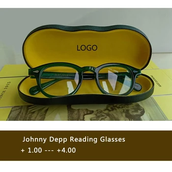 Zelena Johnny Depp Obravnavi Očala moški Ženske Acetat Retro Presbyopic Dioptrije +1.0 +1.5 +2.0 +2.5 +3.0 +3.5 +4.0 Ročno polje