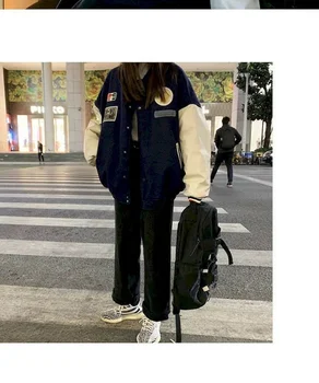 Harajuku Svoboden Prevelik Baseball Enotno Ženske Plašč Modne Jakne Zimska Oblačila Jakna Ženske Dropshipping Oblačila Punk Stil
