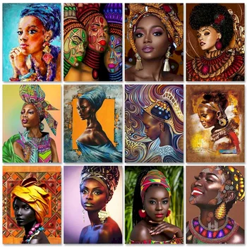 SDOYUNO Barvo S Številko Afriška Ženska, ki se opira Na Platno, Olje, Barvanje Z Številkami Za Odrasle Portret Handpainted Edinstvena Darila