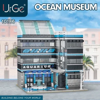 Ug10186 Ustvarjalca Opeke Mesto Streetview Akvarij Ocean Muzej Modularni Policijska Postaja Model gradniki Moc Opeke Igrača Darilo