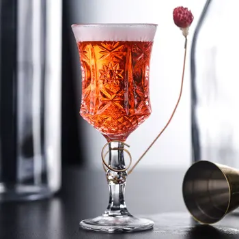100 ml Evropske Kristalno Vklesan Ognjeni Ustvarjalne Pregleden Cocktail Kozarec Retro Reliefni Šampanjec Sladoled, Sok Hladno Pijačo Pokal