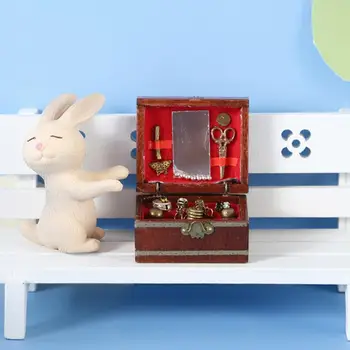 Nov Prihod!!! 1:12 Lutke Nakit Polje Retro DIY Lesene Miniaturnega Pohištva Dodatki, Igrača za Dom