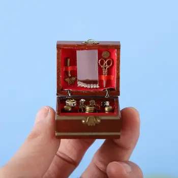 Nov Prihod!!! 1:12 Lutke Nakit Polje Retro DIY Lesene Miniaturnega Pohištva Dodatki, Igrača za Dom