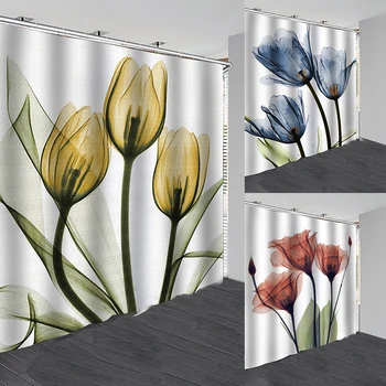 1set Tulipanov cvet tiskanja kopalnica komplet talna obloga tuš zavesa nepremočljiva tuš zavesa set home dekoracijo