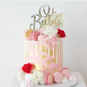 INS Novo OH Baby Happy Birthday Cake Pokrivalo Zlato Poroko Cupcake Pokrivalo za Baby Tuš Otroci Rojstni dan Torta Okraski