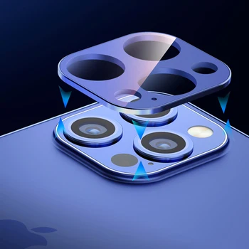 3D Titanove Zlitine, Kovinski Obroč + Kaljeno Steklo Ohišje Za iPhone 12 Pro Max 12 Mini Objektiv Kamere Protecor 12Pro Film Nazaj Polno Kritje