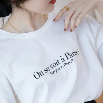 Bombaža Ženske Pismo Natisnjeni T-majice O Vratu, Kratka Sleeved Priložnostne majice Ženska Svoboden Poletje Oversize Vrhovi 2021