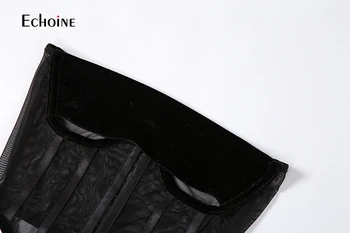 Echoine 2021 Pomlad Ženske Žamet Seksi dvodelni Set Zadrgo Tank Top in Povoj Suh Krila Trdna Slim Clubwear Ujemanja Nizov
