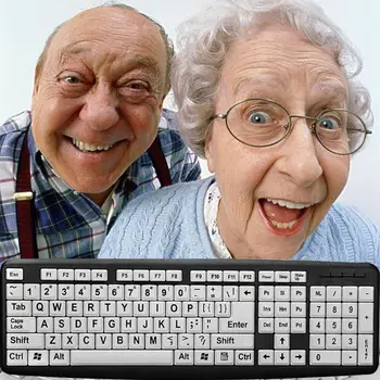 USB Žična Računalniške Igre Gaming Tipkovnica Visokim Kontrastom Velika Tiskanja Črno Belih Tipk Pismo za Stare Ljudi, Starejših Moških